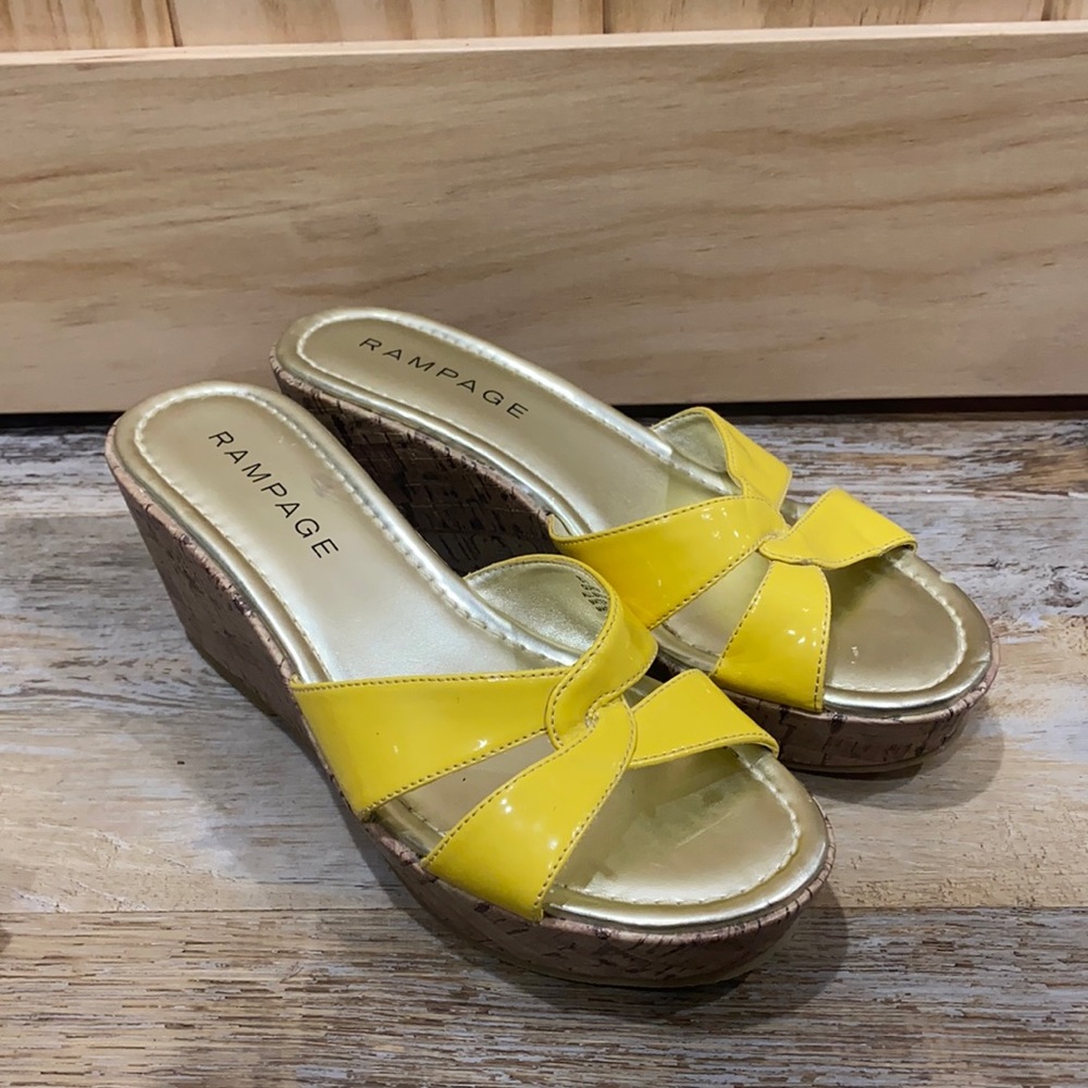 Rampage Yellow Wedge Sandals